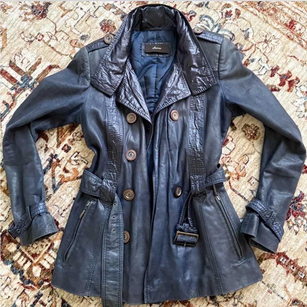 Italian Navy Leather Jacket